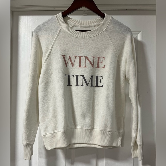 Tops - Z Supply Wine Time Cream Long Sleeve Sweatshirt Size Small